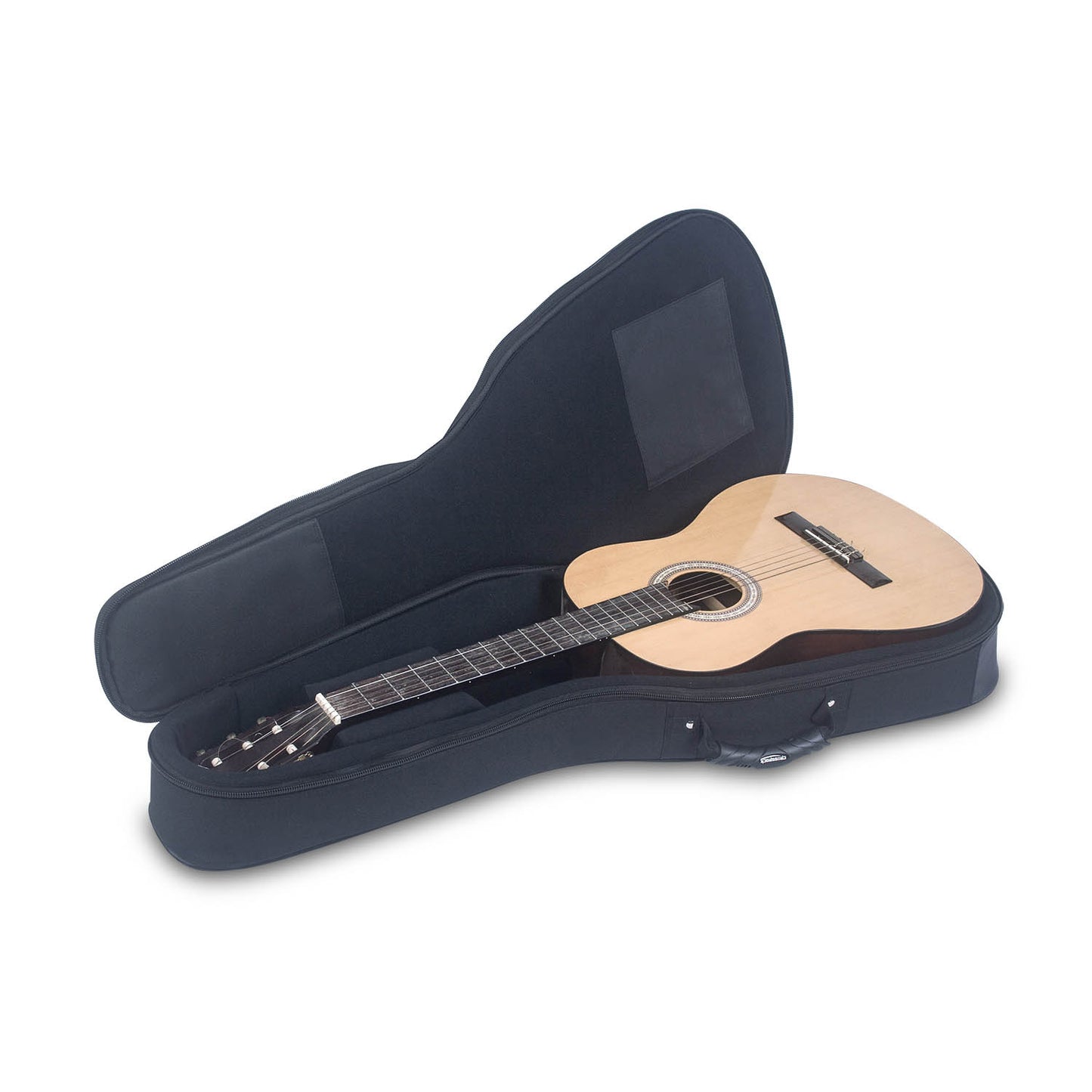 CRDG105C black classical guitar gig bag with padded backpack straps, neck foam rest and front pockets