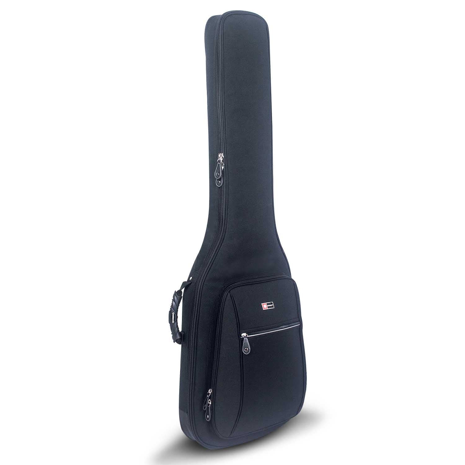 CRDG105B Crossrock black electric bass gig bag with deluxe caselike, neck foam rest, padded back-straps, front pockets.