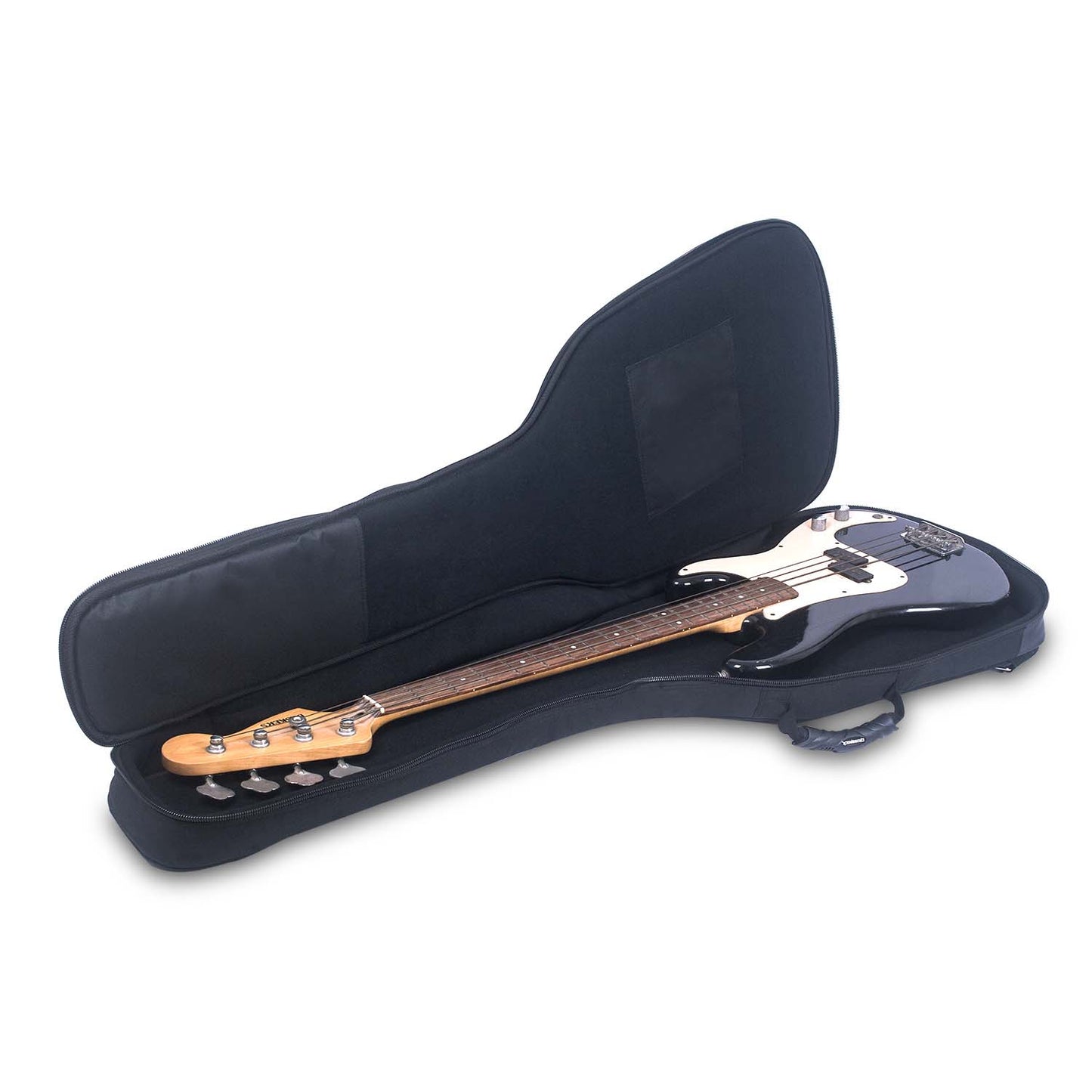 CRDG105B Crossrock electric bass gig bag in black with neck foam rest, fully padded back-straps and front pockets.